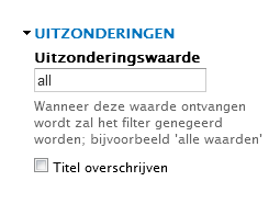 Views contextuele filter uitzonderingswaarde